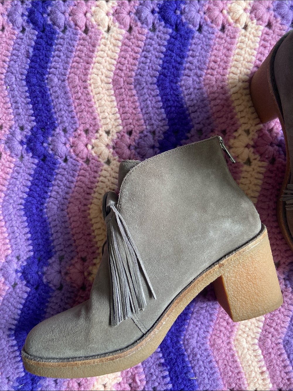 UGG Taupe Suede Tassel Ankle Boots - Picture 5 of 14